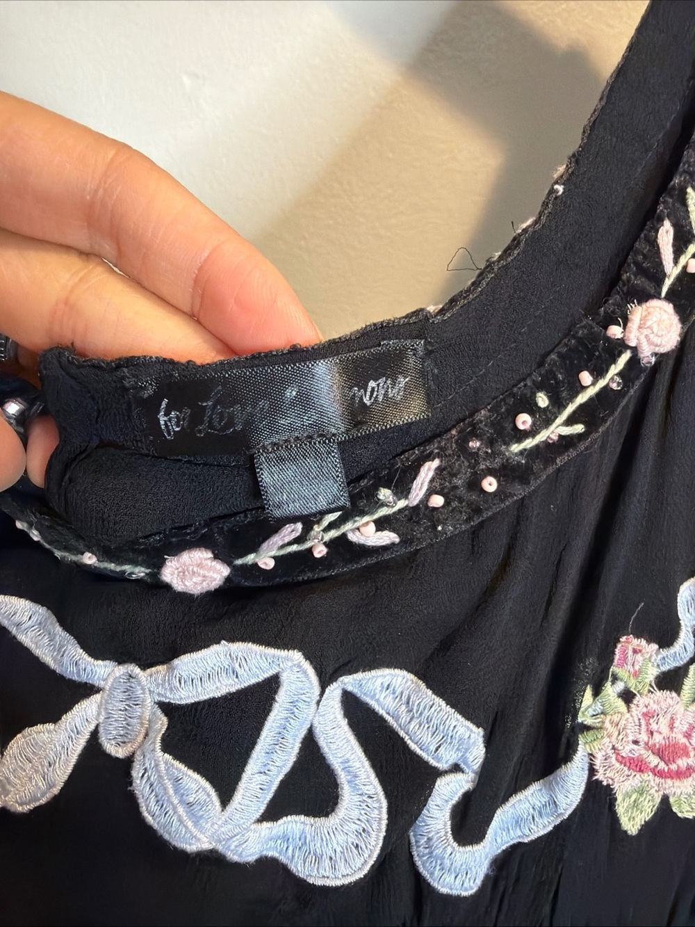 For Love & Lemons Rosemarie Embroidered Floral Bows Coquette Beaded Maxi Dress M - Picture 8 of 12